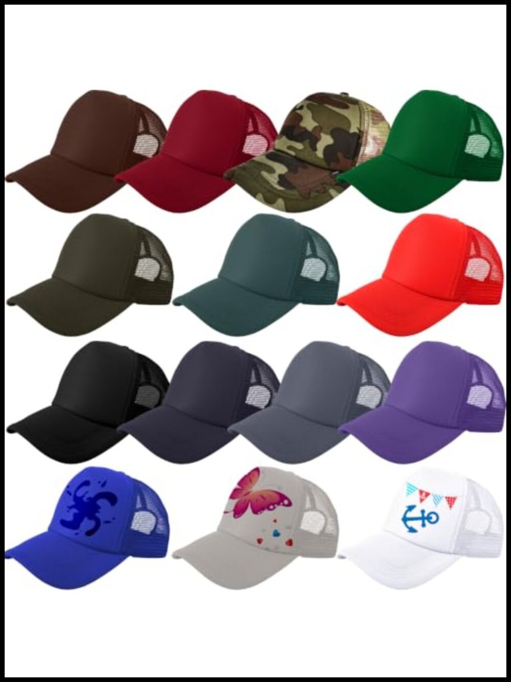 14 Pack Kids Trucker Hats DIY Sublimation Mesh Baseball Cap Adjustable